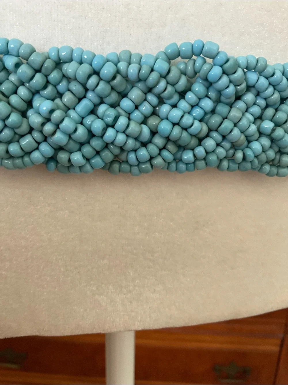 Braided Turquoise Colored Seed Bead Belt Boho Coastal Cowgirl Island Resortwear